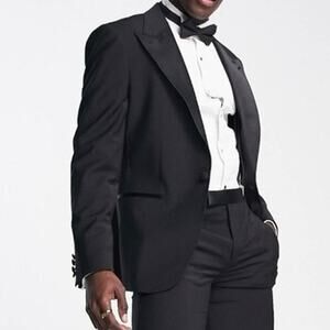 NOAK Bermondsey Men’s Slim Wool Blend  Black Tuxedo Smoking Jacket - 40 Long NWT